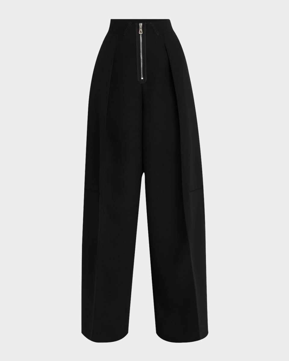 Pleated Wide-Leg Heavy Crepe Bonded Trousers